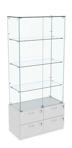 Витрина ХРУСТАЛЬ №5 прямоугольная (задняя стенка - стекло), Серый