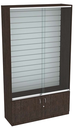 Витрина СЭСП с экономпанелью и прозрачными дверками №1-1-400 (закрытая), Дуб Венге