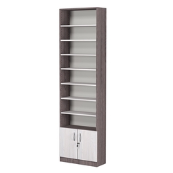 Стеллаж из ДСП с 7-ю полками 250x600 мм серии LEVEL-7 №4 (З/C - ДВП), Ясень Анкор темный + Ясень Анкор светлый