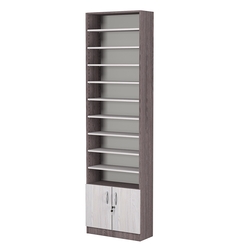 Стеллаж из ДСП с 9-ю полками 250x600 мм серии LEVEL-9 №4 (З/C - ДВП), Ясень Анкор темный + Ясень Анкор светлый