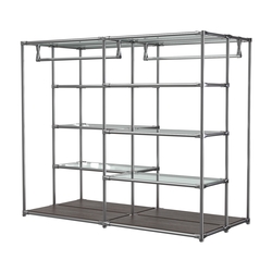 Хромированное вешало ПЛАТФОРМА №1-1 с полками стекло 6мм, Дуб Венге