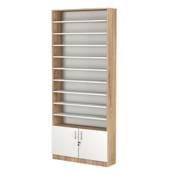 Стеллаж из ДСП с 9-ю полками 250x900 мм серии LEVEL-9 №11 (З/C - ДВП), Дуб Канзас коричневый + Белый