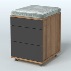 Тумба мобильная Фламинго 2 ящика + 1 ящик-лоток с подушкой, Орех + Черный