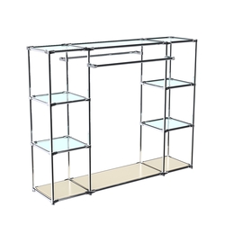 Хромированный стенд-вешало TD-45 №1-1 Хром (с прозрачными полками стекло 6мм), Крем Вайс