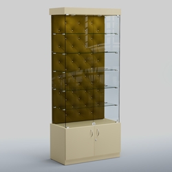 Высокая стеклянная витрина КАПИТОНЕ №501, Крем Вайс + 09 Olive