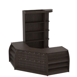 Комплект кассовой зоны с открытыми стеллажами малый №1, Дуб Венге