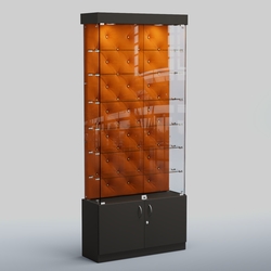 Высокая стеклянная витрина КАПИТОНЕ №31, Черный + 08 Mustard