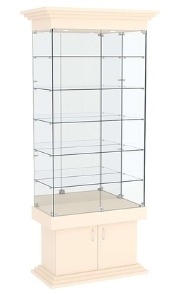 Витрина широкая с 5-ю полками и зеркалом ДОНЖОН №503, Крем Вайс