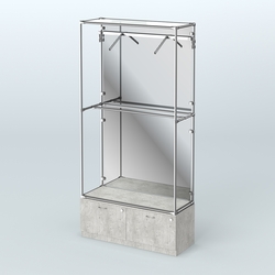 Торговая система ХРОМ (задняя стенка - зеркало) 1200 мм №4-3 с тумбой Т-15 и поручнями, Метрополитан Грей