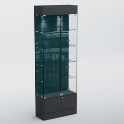 Витрина СЕТЬ №5-П с экономпанелью и полками, Антрацит