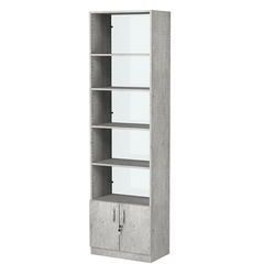 Стеллаж из ДСП с 4-мя полками 350x600 мм серии LEVEL-4 №6-1 (З/C - СТЕКЛО), Метрополитан Грей