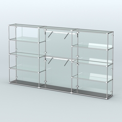 Торговая система ХРОМ (задняя стенка - стекло) 3600 мм с прозрачными полками и поручнями №6, Черный