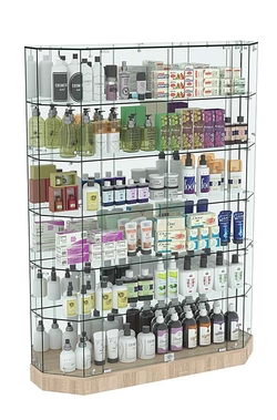 Торговая стеклянная витрина Хит Продаж со скошенным фасадом низкая №441, Дуб сонома