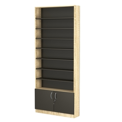 Стеллаж из ДСП с 7-ю полками 200x900 мм серии LEVEL-7 №10 (З/C - ДВП), Дуб Сонома + Черный