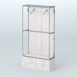 Торговая система ХРОМ (задняя стенка - ДСП) 1200 мм №4-2 с тумбой Т-14 и поручнями, Ясень Анкор светлый