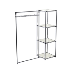 Хромированное вешало ЛУЧ №1-3 с полками ДСП 16мм, Белый