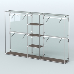 Торговая система ХРОМ (задняя стенка - стекло) 3030 мм с полками ДСП и поручнями №8, Дуб Венге