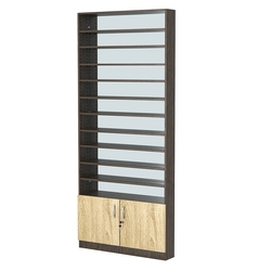 Стеллаж из ДСП с 10-ю полками 150x900 мм серии LEVEL-10 №9-2 (З/C - ЗЕРКАЛО), Дуб Венге + Дуб Сонома