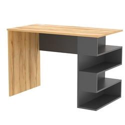 Стол письменный со стеллажом СПС-03-П (правосторонний), Дуб Золотистый и Темно-Серый
