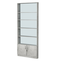 Стеллаж из ДСП с 4-мя полками 100x900 мм серии LEVEL-4 №8-2 (З/C - ЗЕРКАЛО), Метрополитан Грей