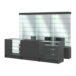 Комплект стеклянных витрин ИС-32 и прилавков ЭК-4, Черный