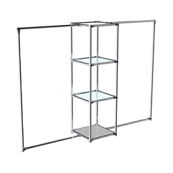 Хромированное вешало ЛИНИЯ №2-1 с полками стекло 6 мм, Серый