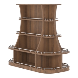 Островной низкий стеллаж ГАРАНТ №2-О с ограничителями, Орех