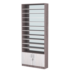 Стеллаж из ДСП с 10-ю полками 250x900 мм серии LEVEL-10 №11-2 (З/C - ЗЕРКАЛО), Ясень Анкор темный + Ясень Анкор светлый