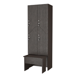 Шкаф для раздевалок с задвижной скамейкой КОМБО-Элегия №2-2Б, Дуб Венге