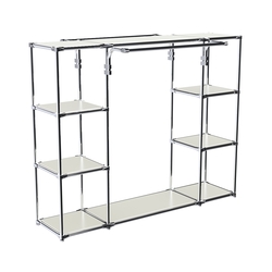 Хромированный стенд-вешало TD-46 №1-3 Хром с полками ДСП 16мм, Белый