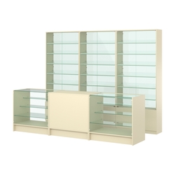 Комплект витрин с наклонными полками SL-6 №12-1 и прилавков ЭК-4, Крем Вайс