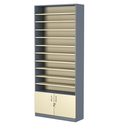 Стеллаж из ДСП с 10-ю полками 300x900 мм серии LEVEL-10 №12 (З/C - ДВП), Темно-серый + Крем Вайс