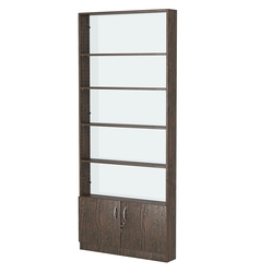 Стеллаж из ДСП с 4-мя полками 150x900 мм серии LEVEL-4 №9-1 (З/C - СТЕКЛО), Дуб Венге