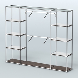 Торговая система ХРОМ без ДСП 2430 мм с зеркальными полками и поручнями №7, Дуб Венге