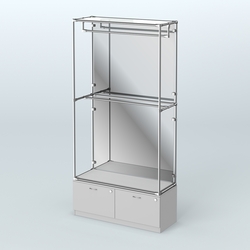 Торговая система ХРОМ (задняя стенка - зеркало) 1200 мм №1-3 с тумбой Т-15 и поручнями, Серый