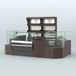 Пристенный небольшой павильон для торговли хлебом и выпечкой №1, Дуб Венге + Белый