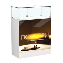 Прилавок со световым коробом и стеклянным верхом №1, Белый