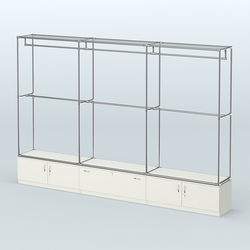 Торговая система ХРОМ без ДСП 3600 мм №1 с тумбами Т-11, Т-21 и поручнями, Белый