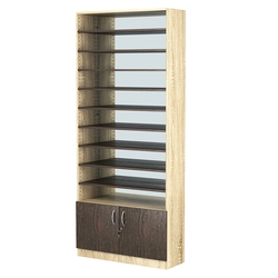 Стеллаж из ДСП с 10-ю полками 300x900 мм серии LEVEL-10 №12-2 (З/C - ЗЕРКАЛО), Дуб Сонома + Дуб Венге