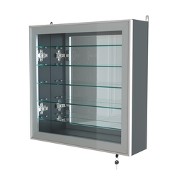 Витрина настенная №1-6А с пятью полками и зеркальной стенкой серии Collecto, Темно-Серый