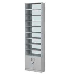 Стеллаж из ДСП с 8-ю полками 200x600 мм серии LEVEL-8 №3-2 (З/C - ЗЕРКАЛО), Серый