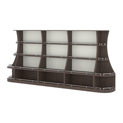 Пристенный низкий стеллаж ГАРАНТ №3-О с ограничителями, Дуб Венге + Белый