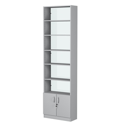 Стеллаж из ДСП с 5-ю полками 250x600 мм серии LEVEL-5 №4-1 (З/C - СТЕКЛО), Серый