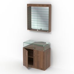 Комбинированный прилавок-витрина с зеркальными стенками КПВ-14-08, Орех