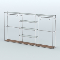 Торговая система ХРОМ без ДСП 3600 мм с прозрачными полками и поручнями №10, Орех