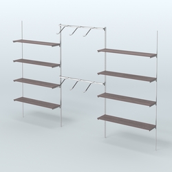 Neo Fix №11 с полками из ДСП и хромированными поручнями (3600 мм), Ясень Анкор темный