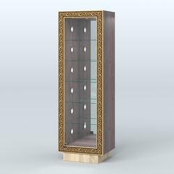 Низкая пристенная витрина с декором НБА-503С, Ясень Анкор темный и Дуб Сонома