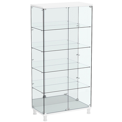 Витрина РОНДО №4-2 на ножках (задняя стенка зеркало), Белый