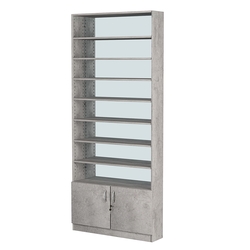 Стеллаж из ДСП с 7-ю полками 200x900 мм серии LEVEL-7 №10-2 (З/C - ЗЕРКАЛО), Бетон Чикаго светло-серый F186 ST9