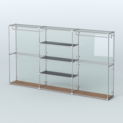 Торговая система ХРОМ (задняя стенка - стекло) 3600 мм с тонированными полками и поручнями №2, Орех